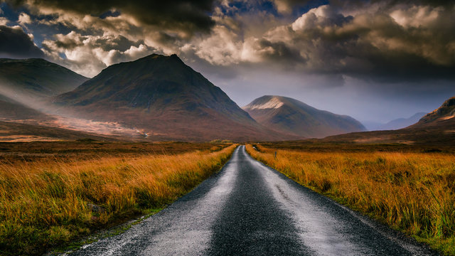Road in Glen Coe valley