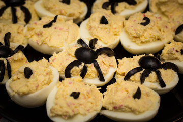 Deviled eggs with a Spider for Halloween party