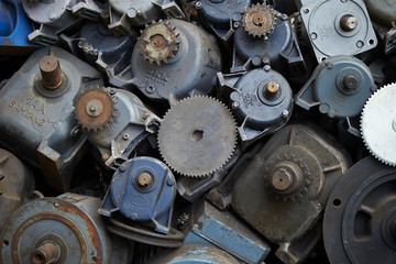 detail of an old steam engine