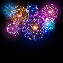 Obraz premium Vector holiday festival colorful firework. Independence day