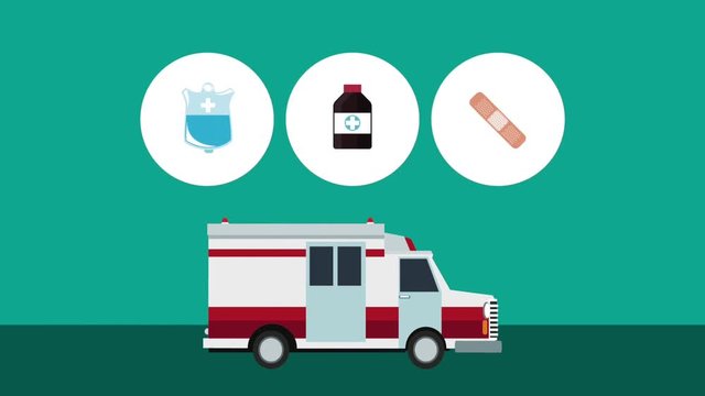 Ambulance and medicine round icons high definition  colorful animation scenes