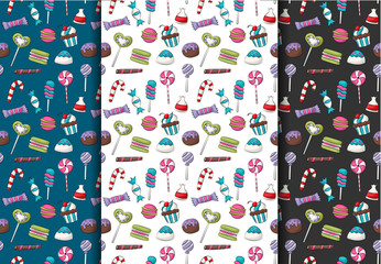 Candy repeat seamless pattern, Background or wallpaper in a cartoon style. Vector illustration.