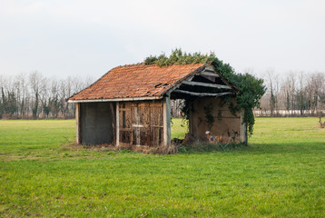 Old tool shed partially destroid