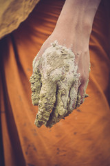 dirty hands after gardening work