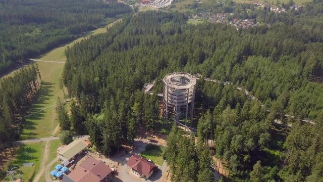 Treetop walkway and observation tower, overlooking Lake Lipno and South Bohemia 