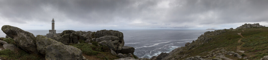 Fototapeta na wymiar lighthouse punta nariga on the coast of death (costa da morte ) in galicia, spain