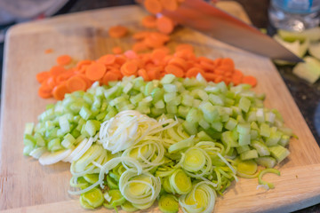 Chopped Leaks and Carrots