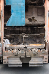 Rear view of a garbage or waste disposal vehicle