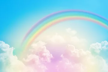 Foto op Canvas regenboog in bewolkte lucht © hui_u