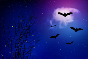 Obraz na płótnie Canvas halloween night sky