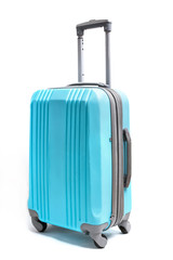 Compact blue plastic suitacase for travel