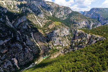 aerial view of beautiful mountains and canyon of Verdon River, Provence, France