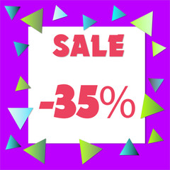 - 35 % Percent Discount, Sale Up, Special Offer, Trade off, Promotion concept