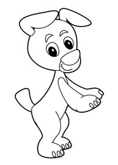 Cartoon friendly dog standing and smiling - isolated - illustration for children