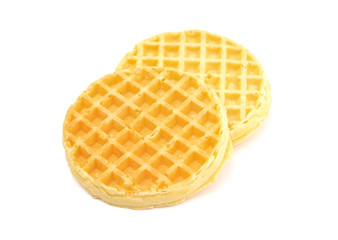 Round Waffles Ready for Breakfast on a White Background