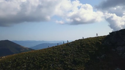 CARPATHIAN, UKRAINE - 15 AUGUST 2018: Chornohora trail race 2018 drone footage