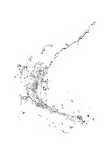 blue water splash isolated on black background