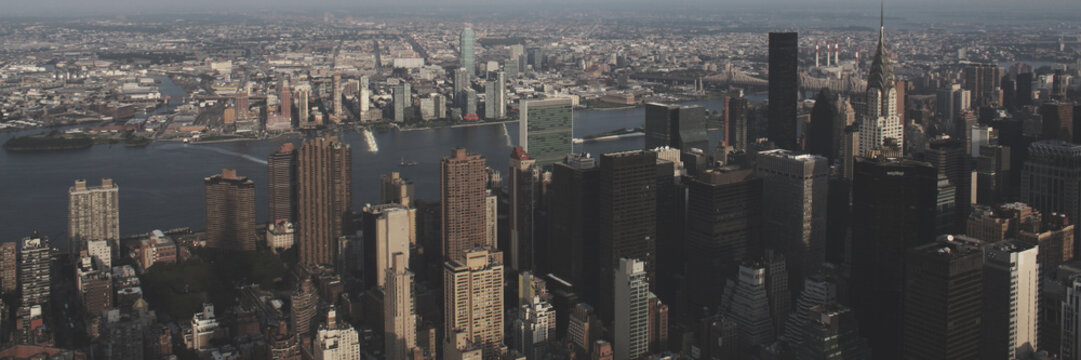 Website banner of New York cityscape with hirh rise buildings. Concept of american blog header and chep tour to US, travel agency and green card.
