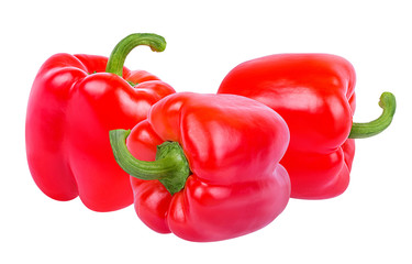 Fresh sweet  red pepper bell isolated on white background with clipping path