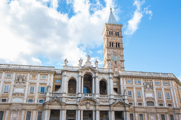 Fototapeta na wymiar Facade of the Basilica di Santa Maria Maggiore in Rome, Italy