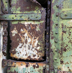 Grunge Abstract Rust Rivet Metal Door Distressed Decay