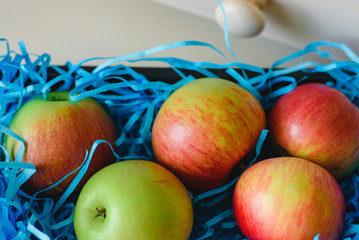 Group of red ripe apples, healthy food