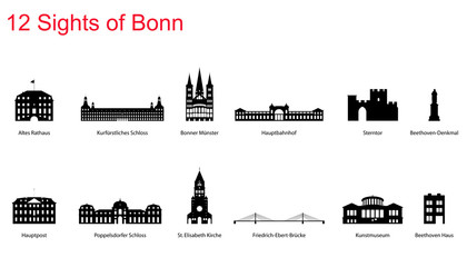12 Sights of Bonn - obrazy, fototapety, plakaty