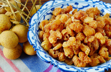 dried Longan and fresh Longan.
Food preservation by drying.