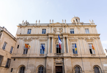 Fototapeta na wymiar low angle view of Arles town hall on Place de la Rpublique (Republic Square), Arles , France