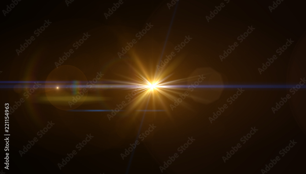 Poster abstract of lighting for background. digital lens flare in dark background