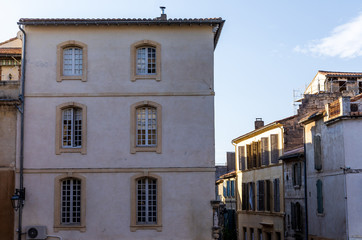 Fototapeta na wymiar beautiful architecture of traditional old houses in provence, france
