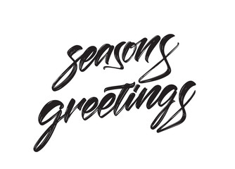 Fototapeta na wymiar Vector illustration. Handwritten textured brush type lettering of Season s Greetings on white background