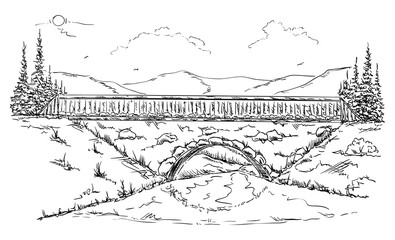 Obraz premium Landscape with Bridge