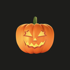Halloween pumpkin with black background, vector, illustration, eps file