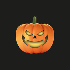 Halloween pumpkin with black background, vector, illustration, eps file