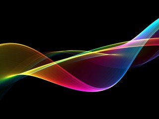 Colorful wave isolated on a black background 