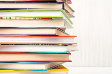 Books stacked in the library room