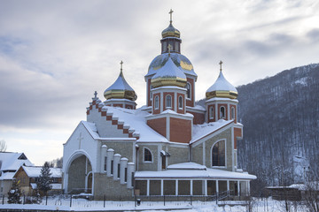 Fototapeta na wymiar Church of the Nativity of St. John the Baptist, Yaremche Ukraine in winter