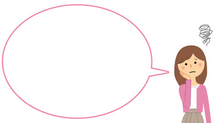 困る若い女性　ふきだし