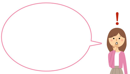 驚く若い女性　ふきだし