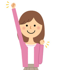 若い女性　ママ　ガッツポーズ