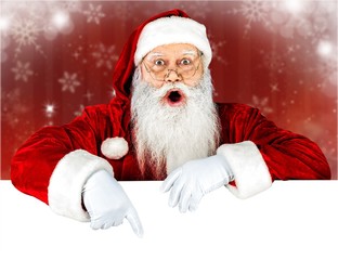Portrait of Surprised Santa Claus on white background