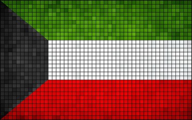 Flag of Kuwait - Illustration, 
Abstract Mosaic Flag of Kuwait, 
Kuwait Flag pictures and vector, 
Kuwait grunge mosaic flag