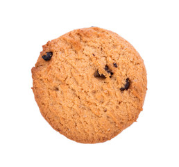 Chocolate chip cookie on white background