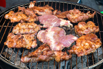 Pork roasts on grill (Barbecue grill (Thai BQQ)