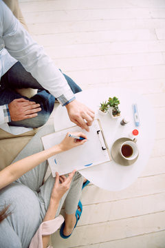Healthcare service. Top view of a medical agreement about healthcare services lying on the table