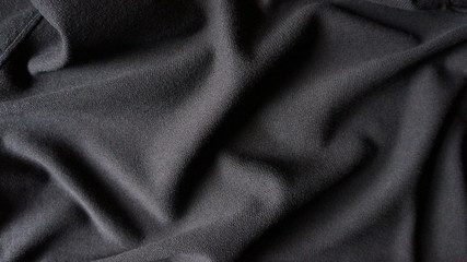 Black Rippled Cotton Woven Texture Background