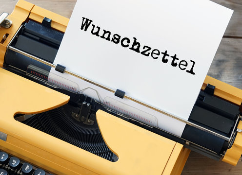Wunschzettel auf Schreibmaschine