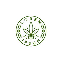 Cannabis logo vector. Marijuana labels on Logos. Medical cannabis retro logo. Cannabis leaf emblem.