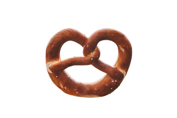 German traditional pretzel isolated on white background.